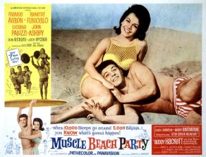 MUSCLE BEACH PARTY- Avalon's character was usually called "Frankie" and Funicello's character was usually "Delores" or "Dee Dee"